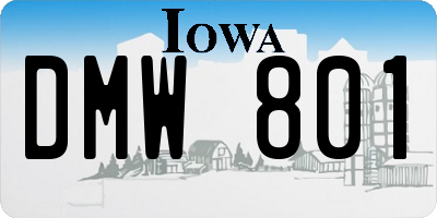 IA license plate DMW801