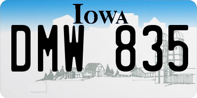 IA license plate DMW835