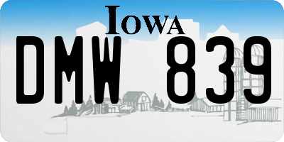 IA license plate DMW839