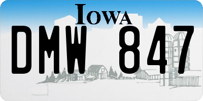 IA license plate DMW847