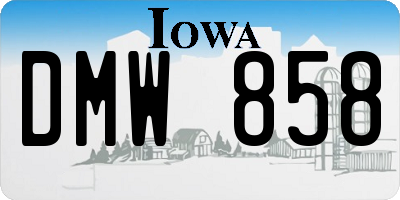 IA license plate DMW858
