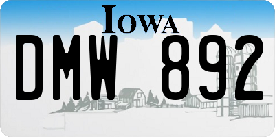 IA license plate DMW892