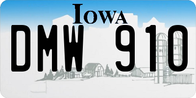 IA license plate DMW910