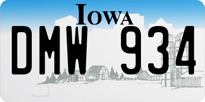 IA license plate DMW934