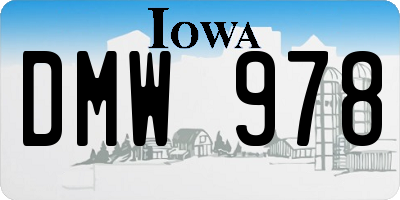 IA license plate DMW978