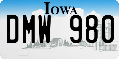 IA license plate DMW980