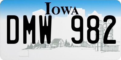 IA license plate DMW982
