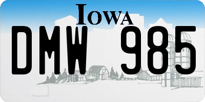 IA license plate DMW985