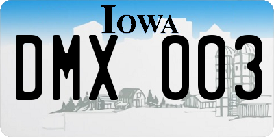 IA license plate DMX003