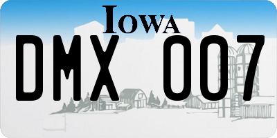 IA license plate DMX007