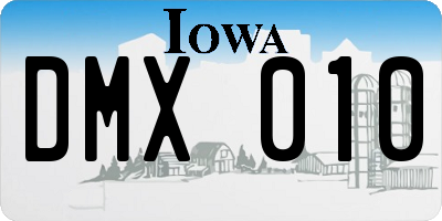 IA license plate DMX010