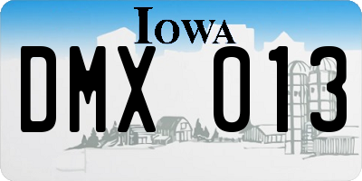IA license plate DMX013