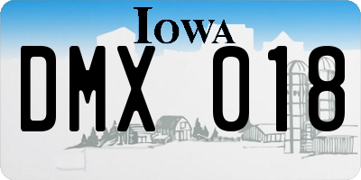 IA license plate DMX018