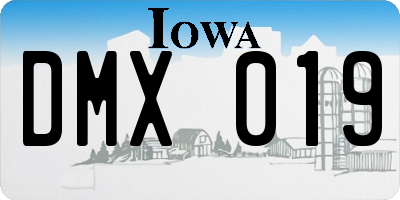 IA license plate DMX019