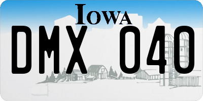 IA license plate DMX040