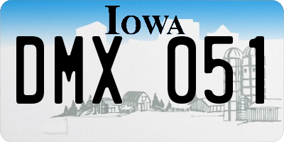 IA license plate DMX051