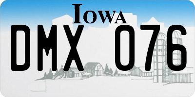 IA license plate DMX076