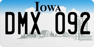 IA license plate DMX092