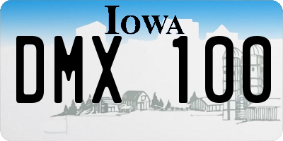 IA license plate DMX100
