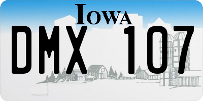 IA license plate DMX107