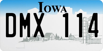 IA license plate DMX114