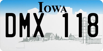 IA license plate DMX118