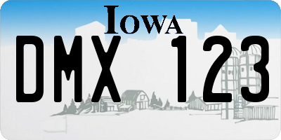 IA license plate DMX123