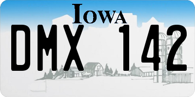 IA license plate DMX142