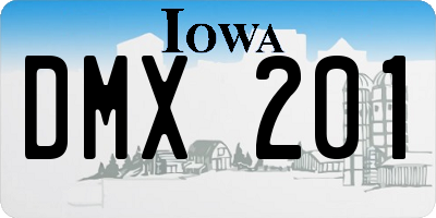 IA license plate DMX201
