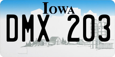 IA license plate DMX203