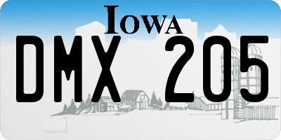IA license plate DMX205