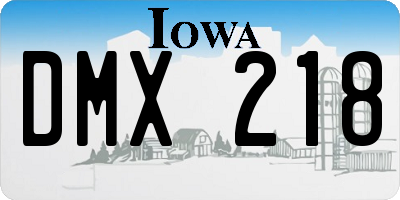 IA license plate DMX218