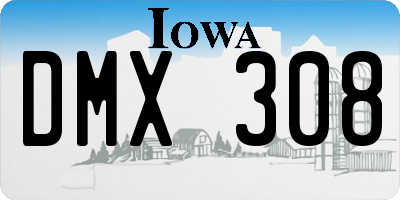 IA license plate DMX308