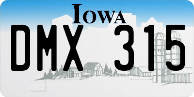 IA license plate DMX315