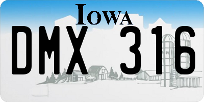 IA license plate DMX316