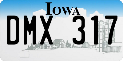 IA license plate DMX317
