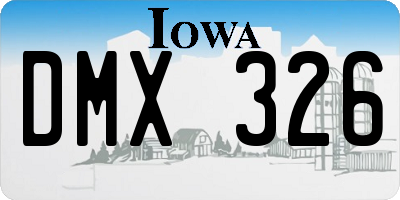IA license plate DMX326