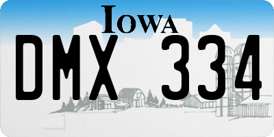 IA license plate DMX334