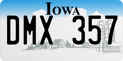 IA license plate DMX357