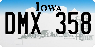 IA license plate DMX358