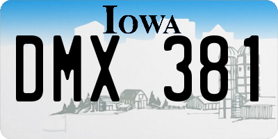 IA license plate DMX381
