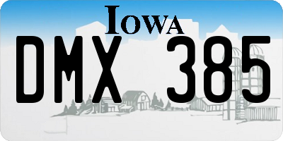 IA license plate DMX385