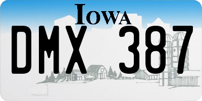 IA license plate DMX387