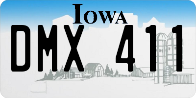 IA license plate DMX411