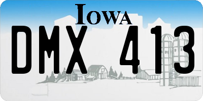 IA license plate DMX413