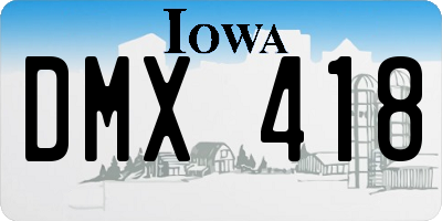 IA license plate DMX418
