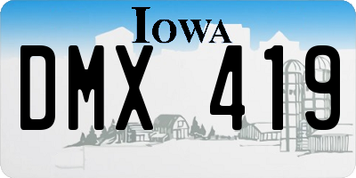 IA license plate DMX419