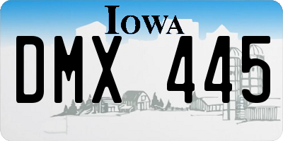 IA license plate DMX445