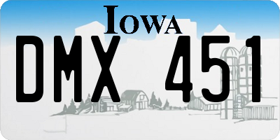 IA license plate DMX451