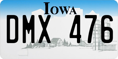IA license plate DMX476